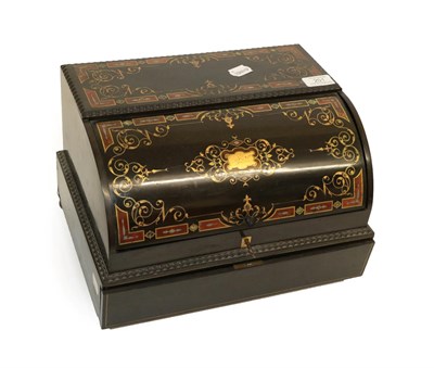 Lot 201 - A Napoleon II Brass and Tortoiseshell Inlaid Ebonised Table-Top Writing Cabinet, the...