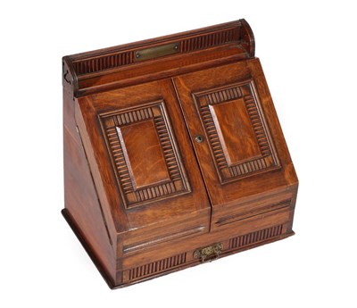 Lot 204 - A Victorian Oak Correspondence Box, with presentation plaque dated May 30th 1891, the moulded...