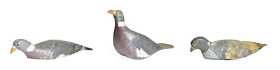 Lot 212 - A Painted Wood Pigeon Decoy, 28cm long; A Similar Aluminium Decoy Pigeon, 36cm long; and A...