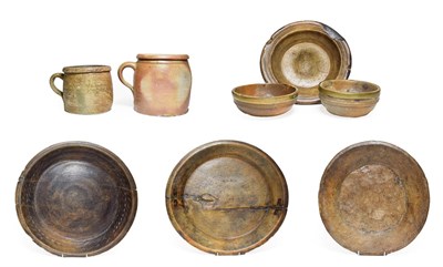 Lot 218 - A Turned Treen Dairy Bowl, 19th century, 46cm diameter; Three Various Similar Smaller Examples,...