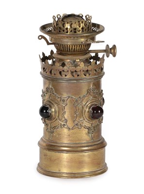 Lot 231 - A Hinks Brass Oil Lamp, late 19th/early 20th century, of cylindrical form with pierced collar...
