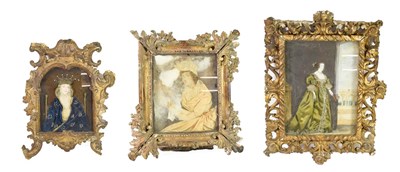 Lot 232 - A Giltwood and Gesso Picture Frame, 18th century, of arched form with shell and scroll...