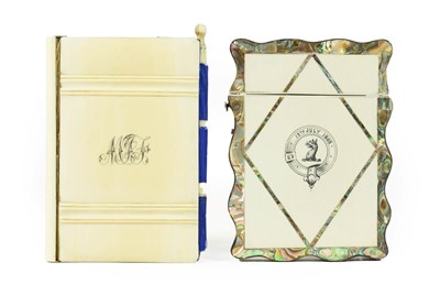 Lot 241 - A Ivory Mounted Card Case, circa 1870, of rectangular form, with monogram within fluted...