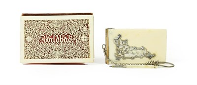 Lot 242 - A German Ivory Mounted Aide de Memoire, circa 1860, of rectangular form, the cover inscribed...