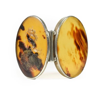 Lot 243 - A Silver Mounted Tortoiseshell Snuff Box, probably by Jean Obrisset, circa 1710, of oval form,...