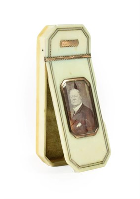 Lot 245 - A Gold Mounted Ivory Toothpick Case, early 19th century, of canted rectangular form, the hinged top