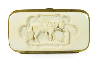 Lot 246 - An Ivory Mounted Gilt Metal Cheroot/Cigarette Case, circa 1870, of rounded rectangular form,...