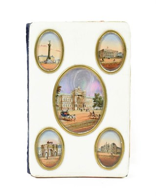 Lot 250 - A Gold Mounted Ivory Aide de Memoire, circa 1860, of rectangular form, the cover set with five...