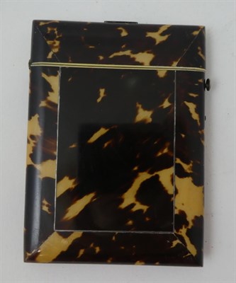 Lot 252 - A Tortoiseshell Card Case, circa 1860, of rectangular form, set with a verre eglomise panel...