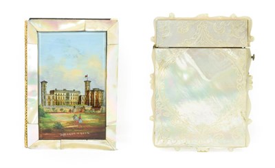 Lot 258 - A Mother-of-Pearl Card Case, circa 1860, of rectangular form, engraved with foliate scrolls...