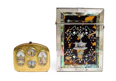 Lot 259 - A Tortoiseshell and Mother-of-Pearl Card Case, circa 1850, of rectangular form, decorated with...