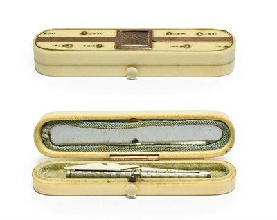 Lot 261 - A Gold Mounted Ivory Toothpick Case, early 19th century, of rounded rectangular form, the...