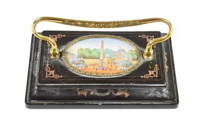 Lot 268 - A French Gilt Metal and Yellow Metal Mounted Black Slate Paperweight, mid 19th century, of...