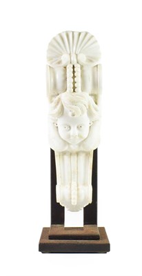 Lot 270 - A Carved White Marble Corbel, in 17th century style, as a scroll with shell cresting and child...