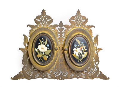 Lot 277 - A Late Victorian Gilt Metal and Ashford Marble Double Photograph Frame, as two hinged...