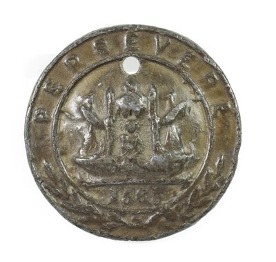Lot 297 - Leith, a beggar's badge, of circular form, cast with the Holy Family in a sailing ship over...