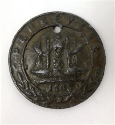 Lot 297 - Leith, a beggar's badge, of circular form, cast with the Holy Family in a sailing ship over...