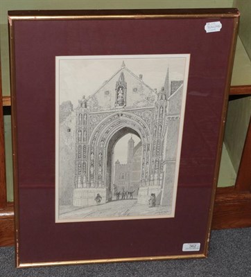 Lot 362 - After John Sell Cotman (1782-1842) Norwich Cathedral Gate Black and white plate, first...