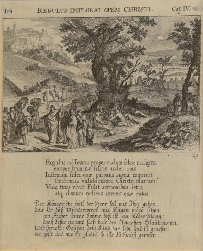 Lot 363 - After Melchior Kusel (1626-1684) ''Festum Pentecostes'' ''Regulus Implorat Opem Christi''  Two...