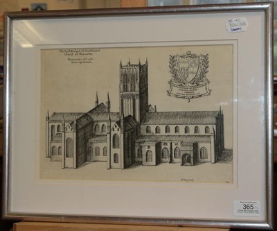 Lot 365 - After Daniel King (d.1664)  ''The North Prospect of the Cathedral of Worcester'' Etching, from...