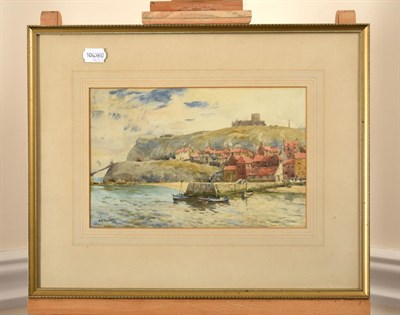 Lot 370 - Albert George Stevens (1863-1925) A view of Whitby Abbey from the Harbour Signed, watercolour, 19cm