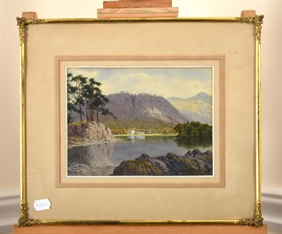 Lot 373 - Edward Horace Thompson (1879-1949)  Lake District view with house on a lake  Signed and dated 1927