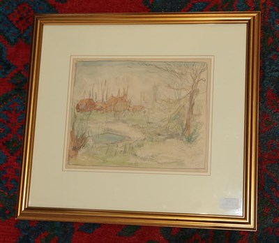Lot 389 - Alexander Jamieson (1873-1937) Scottish Houses amongst trees Signed, watercolour and pencil,...