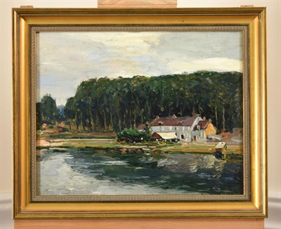 Lot 392 - Alexander Jamieson (1873-1937) Scottish Village on the Seine Signed, inscribed and dated 1912...