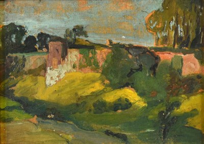 Lot 393 - Alexander Jamieson (1873-1937) Scottish French pastoral scene Inscribed verso, oil on panel, 11.5cm
