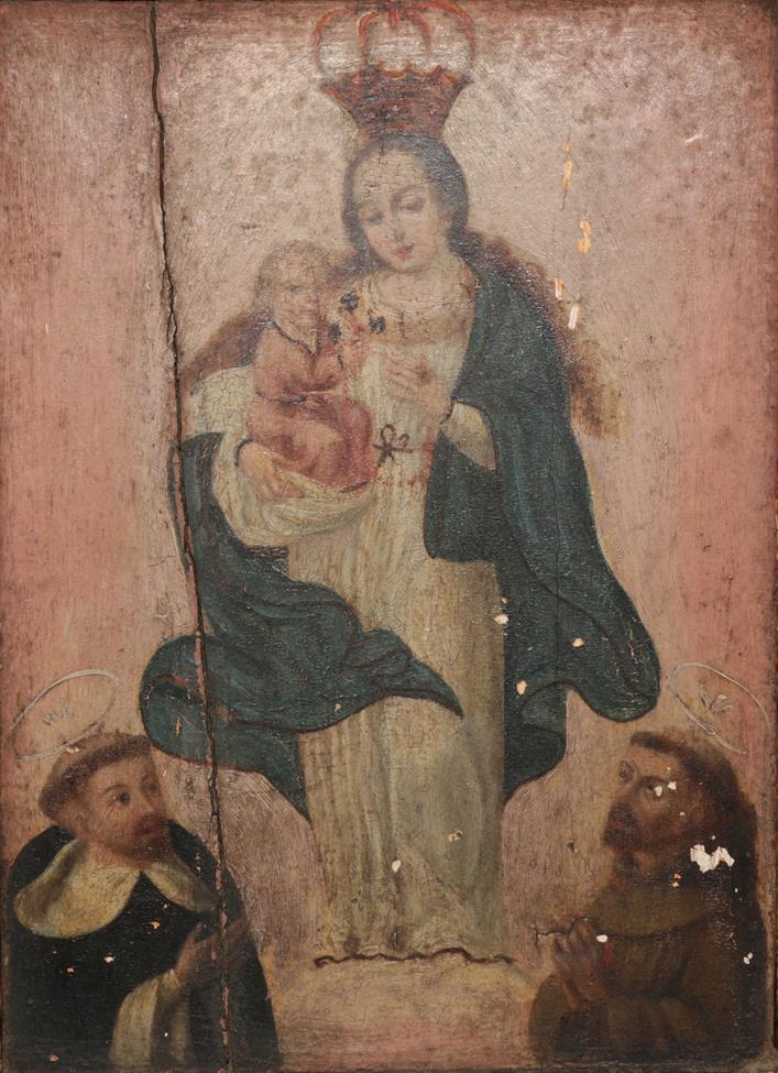 Lot 400 - Manner of B E Murillo (1618-1682) Spanish  Standing Madonna and child with attendant saints Oil...