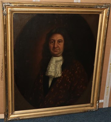Lot 411 - Follower of Mary Beale (1633-1699)  Portrait of a gentleman wearing a white ruff and a red...