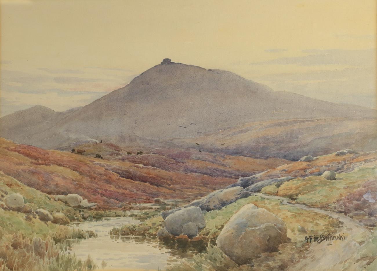 Lot 424 - Alfred Fontville De Breanski (1877-1957) The Marsh, Dartmoor Signed, allegedly inscribed verso,...