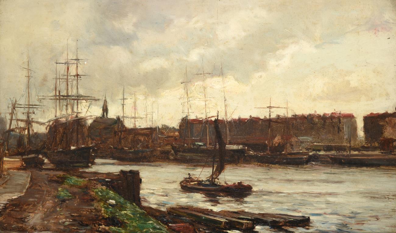 Lot 425 - James Campbell Noble RSA (1846-1913) ''***Bristol Harbour''  Signed and indistinctly dated,...