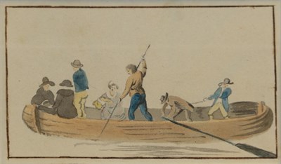 Lot 430 - Circle of Samuel Scott (1702-1772) Figures in a river ferry Watercolour, together with a...