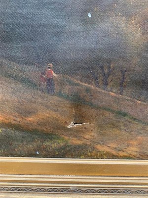 Lot 439 - Attributed to James Renwick Brevoort (1832-1918) American Figures traversing a path at dusk...