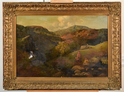 Lot 440 - William Gillard (1812-1876) Country children pausing by a riverside Signed, oil on canvas, 41cm...