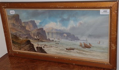 Lot 450 - L Lewis (19th/20th century) Figures on a Continental lakeside Signed and dated (18)95,...