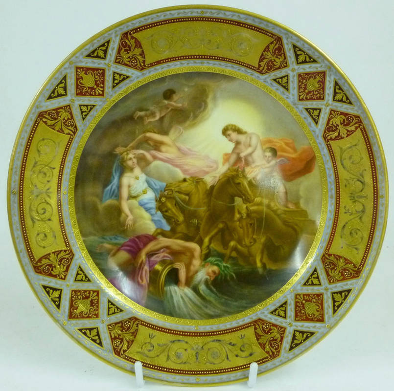 Lot 119 - A German "Vienna" Porcelain Plate, late 19th century, circular, centrally painted with APOLLO...