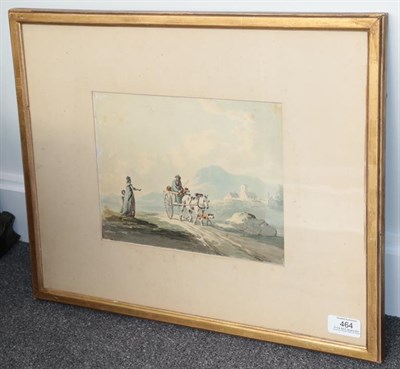 Lot 464 - Attributed to Peter le Cave (1769-1811) Horse and cart pausing on a Lakeland pathway...