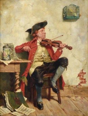 Lot 466 - Stephen Lewin (fl.1880-1910) The Canary's Duet  Signed, oil on canvas, 36cm by 27.5cm   See...