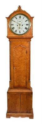 Lot 475 - A Burr Satinwood Eight Day Longcase Clock, signed J.Ellis, Thornhill, early 19th century and later