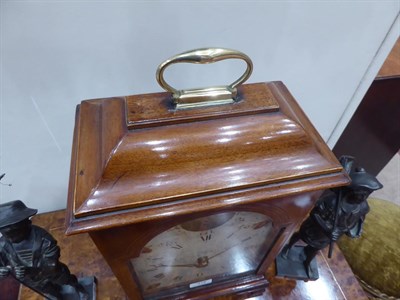 Lot 478 - A Mahogany Alarm Table Timepiece, 18th century and later, inverted pediment with carrying...