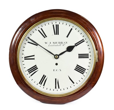 Lot 479 - A Mahogany Wall Timepiece, signed W.J.Murray, Leadenhall St, E.C.3, circa 1880, side and bottom...