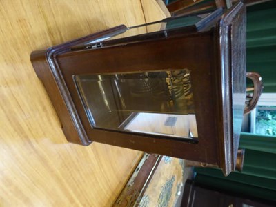 Lot 484 - A German Mahogany Table Timepiece, circa 1900, flat top pediment, bevelled side glass panels,...