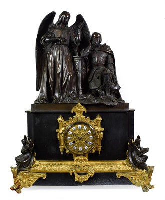 Lot 487 - A Victorian Black Slate Bronze and Ormolu Striking Mantel Clock, signed Raingo, Paris,...