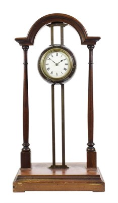 Lot 488 - A Late Victorian Mahogany Gravity Rack Mantel Timepiece, circa 1900, arched pediment with...
