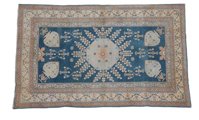 Lot 501 - Rare Agra Summer Rug North India, circa 1900   Woven and piled in cotton, the abrashed indigo field