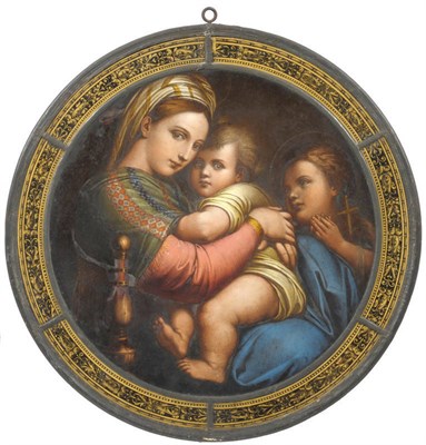 Lot 1 - A Stained and Painted Glass Roundel, 19th century, after Raphael, The Madonna Della Sedia,...