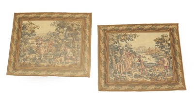 Lot 565 - A Pair of Machine Made Tapestries, circa 1900 Each depicting hunting scenes within a rural...