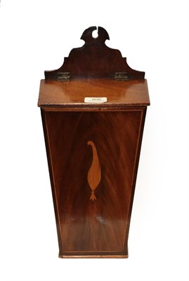 Lot 608 - A George III Mahogany and Marquetery Inlaid Candle Box, late 18th century, of tapering form...